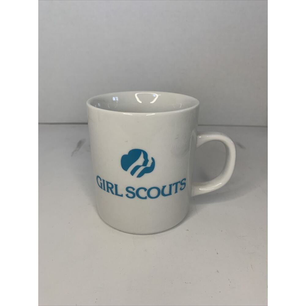 White Girl Scouts Mug With Blue Lettering
